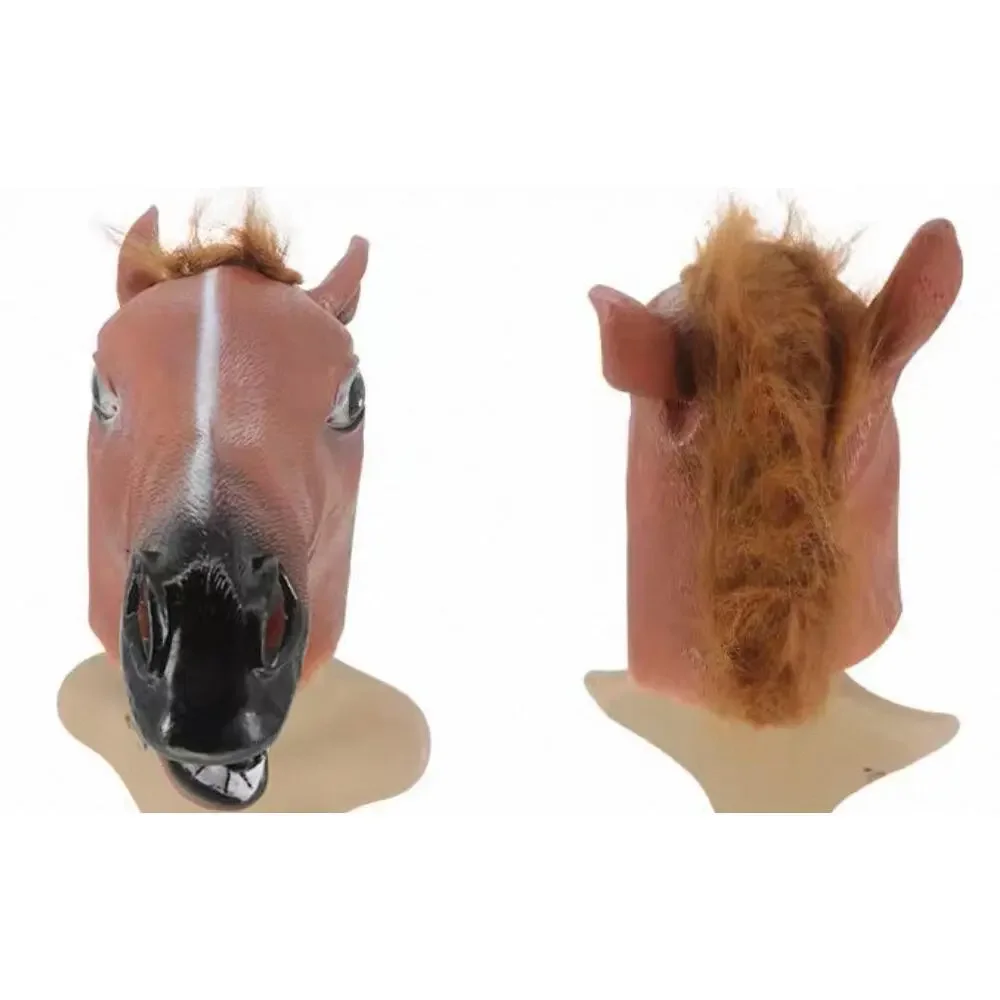 Horse Head Latex Mask, Animal Cosplay Headgear for Party Prank